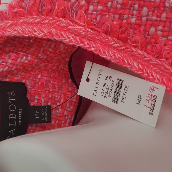 TALBOTS HOT PINK  TWEEDED BLAZER/JACKET - Picture 5 of 13